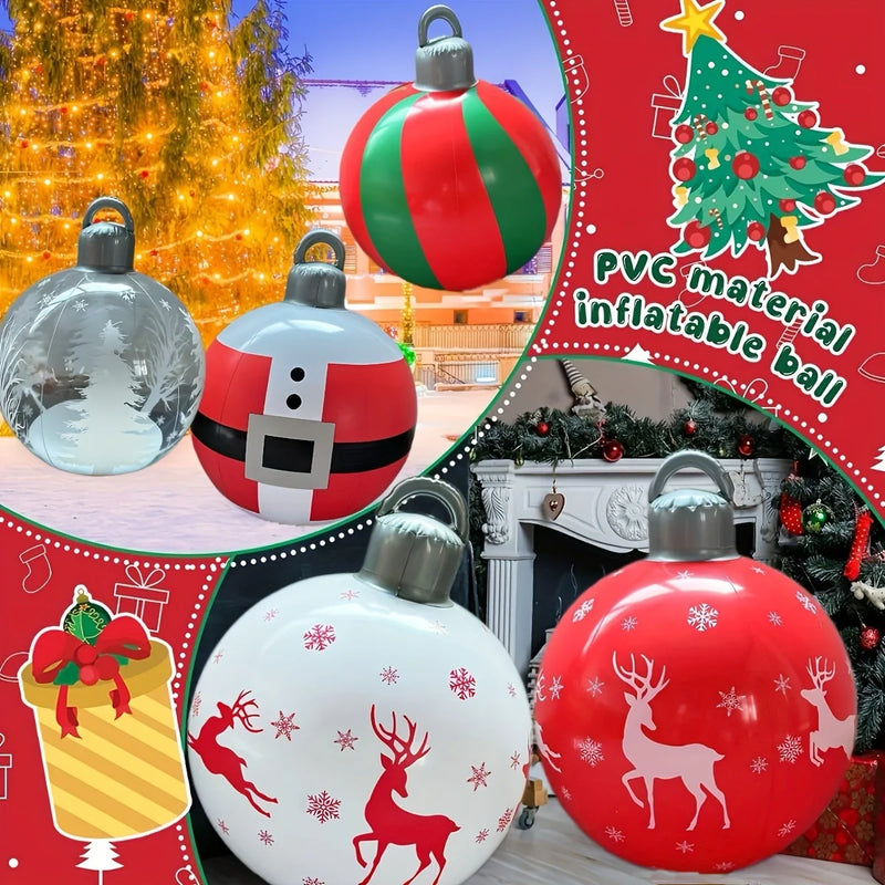 40cm Inflatable Christmas Ornament Ball – Large PVC Outdoor Holiday Yard Decoration