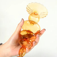 Amber Glow Bubble Glass Candle Holder Set