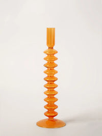 Amber Glow Bubble Glass Candle Holder Set