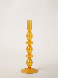 Amber Glow Bubble Glass Candle Holder Set