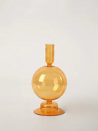Amber Glow Bubble Glass Candle Holder Set