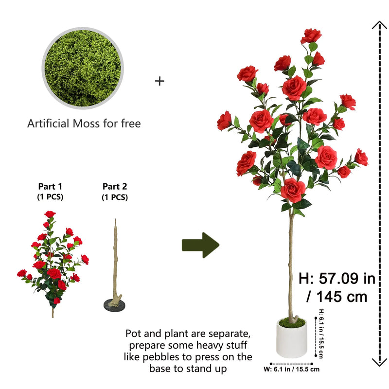 Artificial Rose Tree  | Premium Faux Plant for Home Decor