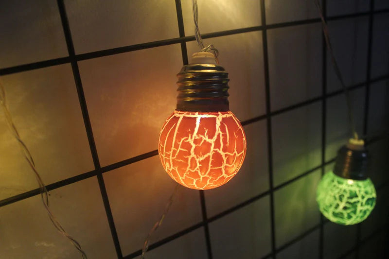 Cracked Glass LED String Lights – Festive Decorative Bulb Garland