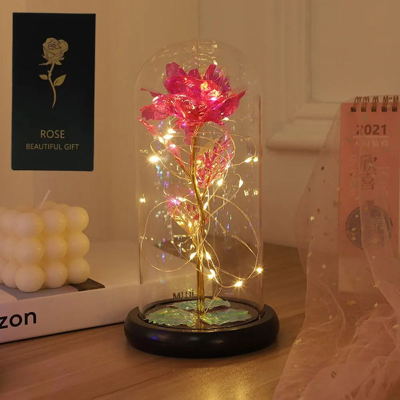 Enchanted Galaxy Rose LED Dome – Eternal Beauty Rose with Fairy Lights