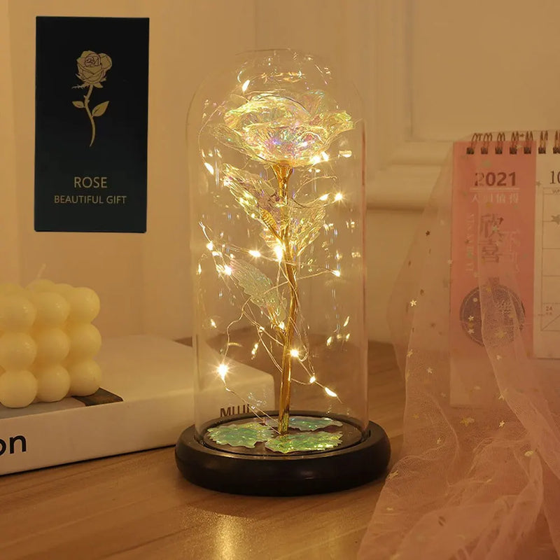 Enchanted Galaxy Rose LED Dome – Eternal Beauty Rose with Fairy Lights
