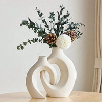 European White Ceramic Vase Set – Modern Minimalist Home Decoration