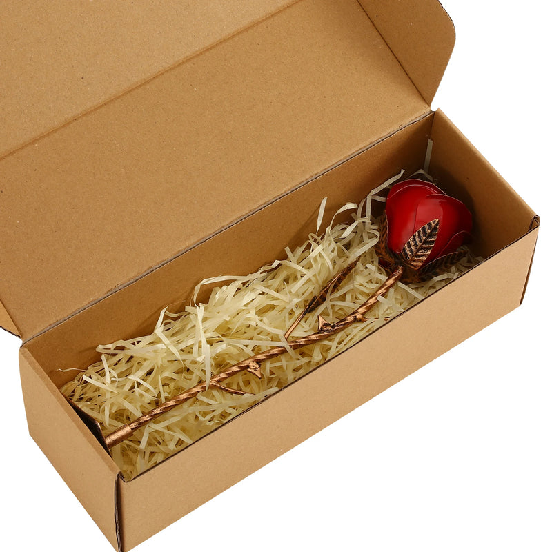 Hand-Forged Wrought Iron Red Metal Rose – Everlasting Romantic Gift