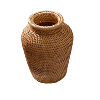Handwoven Rattan Vase – Boho Rustic Home Decor