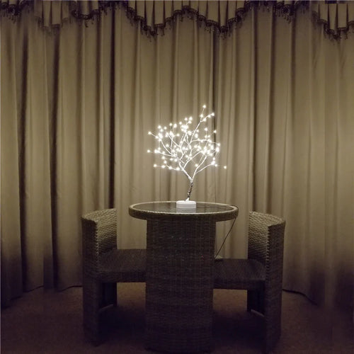 LED Tree Night Light – Touch Switch Pearl Star Table Lamp