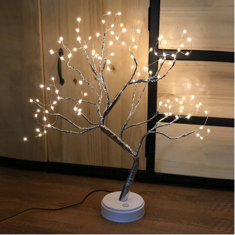 LED Tree Night Light – Touch Switch Pearl Star Table Lamp