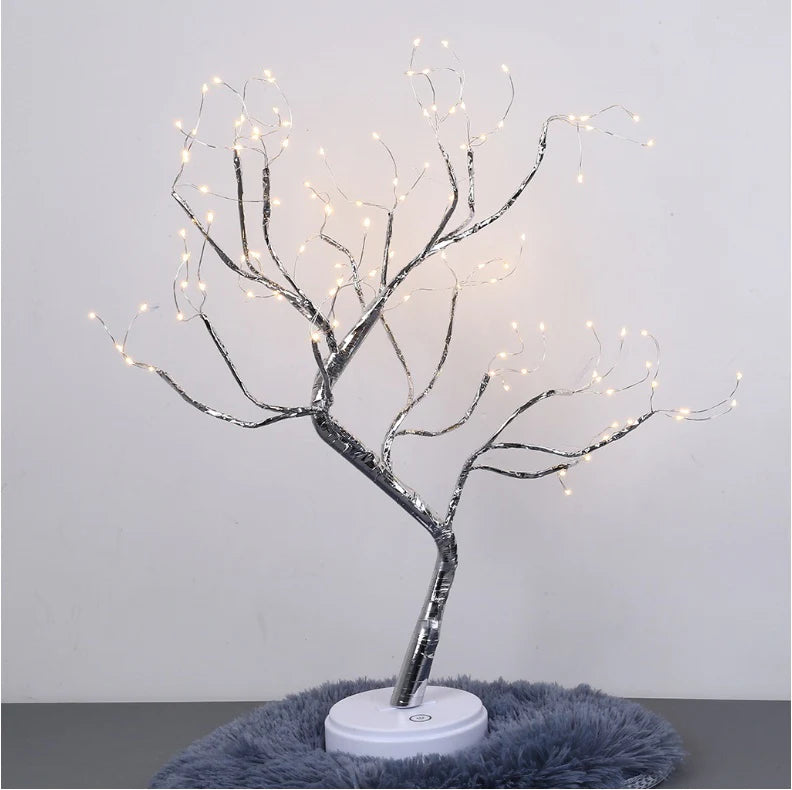 LED Tree Night Light – Touch Switch Pearl Star Table Lamp