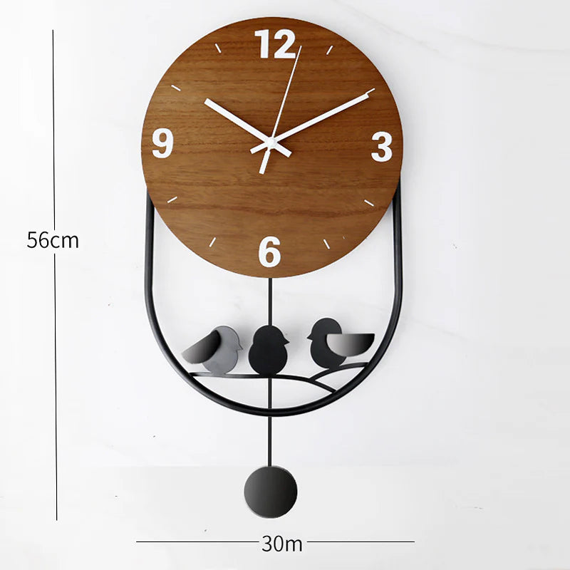 Luxury Nordic Deer Wall Clock – Wooden & Gold Metal Decor
