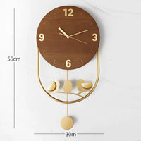 Luxury Nordic Deer Wall Clock – Wooden & Gold Metal Decor