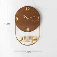 Luxury Nordic Deer Wall Clock – Wooden & Gold Metal Decor