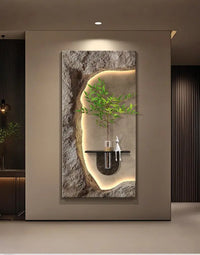 Luxury 3D Sandstone Wall Lamp – Hydroponic Green Plant Entrance & Corridor Decor