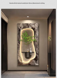 Luxury 3D Sandstone Wall Lamp – Hydroponic Green Plant Entrance & Corridor Decor