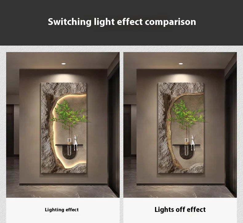 Luxury 3D Sandstone Wall Lamp – Hydroponic Green Plant Entrance & Corridor Decor