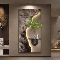 Luxury 3D Sandstone Wall Lamp – Hydroponic Green Plant Entrance & Corridor Decor