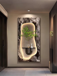 Luxury 3D Sandstone Wall Lamp – Hydroponic Green Plant Entrance & Corridor Decor