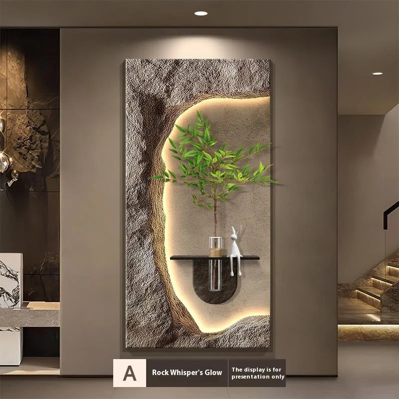Luxury 3D Sandstone Wall Lamp – Hydroponic Green Plant Entrance & Corridor Decor