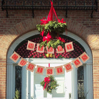 Merry Christmas Burlap Banner – Rustic Sackcloth Holiday Decoration
