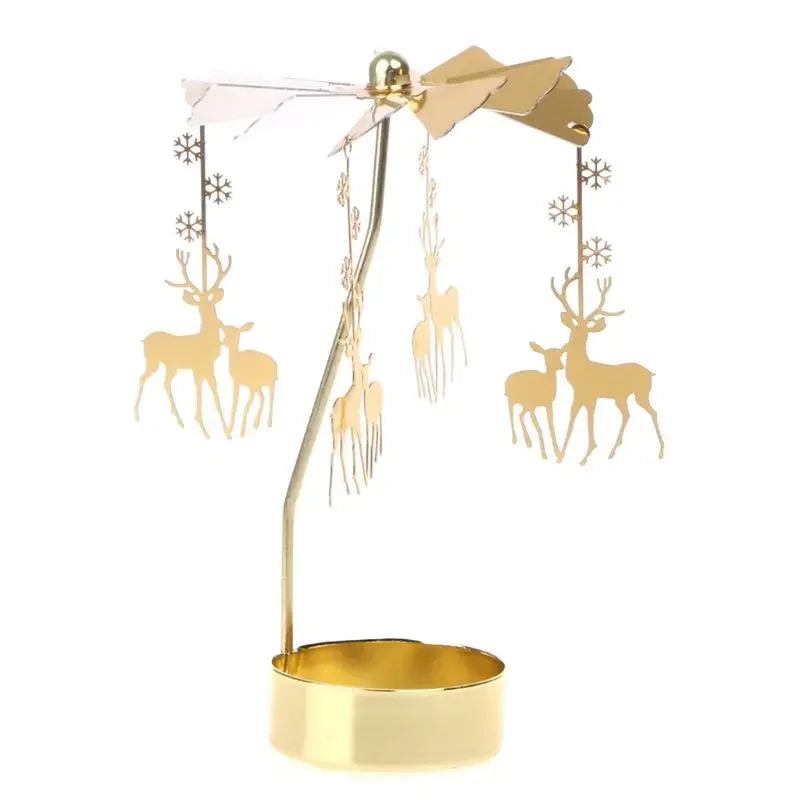 Metal Rotating Christmas Candle Holder – Heat Powered Spinning Holiday Decoration