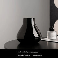 Modern Black Ceramic Vase – Minimalist Home Decor Accent