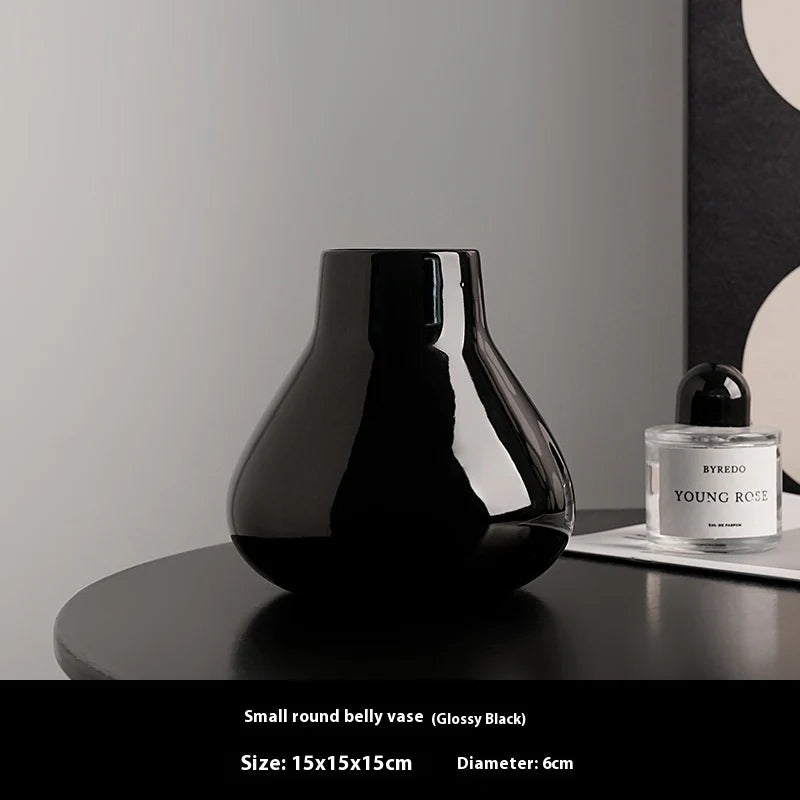 Modern Black Ceramic Vase – Minimalist Home Decor Accent