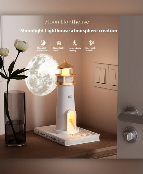 Modern Lighthouse LED Table Lamp – Rechargeable Ambient Light with Remote Control