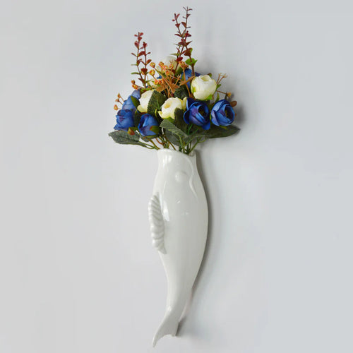 Modern Ceramic Fish Wall Vase – Creative 3D Mural Wall Decor