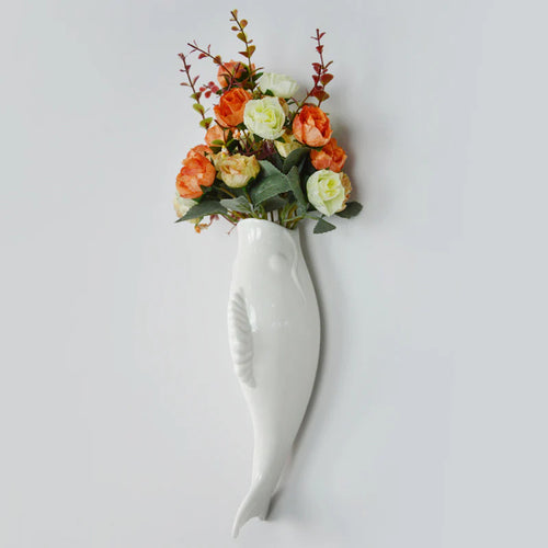 Modern Ceramic Fish Wall Vase – Creative 3D Mural Wall Decor