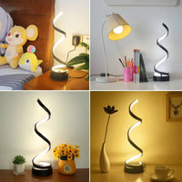Modern Spiral LED Table Lamp – Minimalist Dimmable Desk & Bedside Light