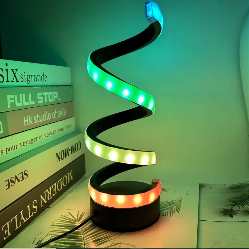 Modern Spiral LED Table Lamp – Minimalist Dimmable Desk & Bedside Light