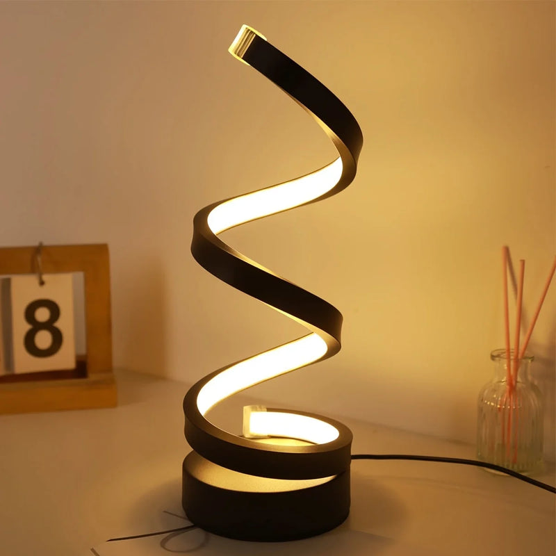 Modern Spiral LED Table Lamp – Minimalist Dimmable Desk & Bedside Light