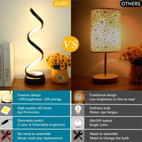 Modern Spiral LED Table Lamp – Minimalist Dimmable Desk & Bedside Light