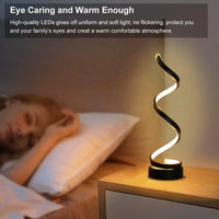 Modern Spiral LED Table Lamp – Minimalist Dimmable Desk & Bedside Light