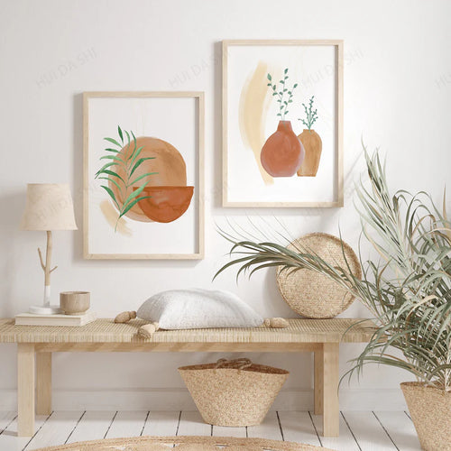 Natural Aesthetic Wall Decor – Terracotta Plant Art Posters