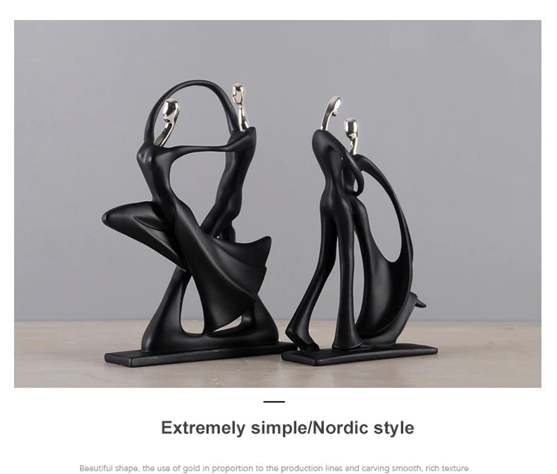 Nordic Art Dancing Couple Figurine – Resin Sculpture for Home Decor
