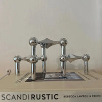 Nordic Molecular Metal Candle Holder – Modern Silver Geometric Candelabra