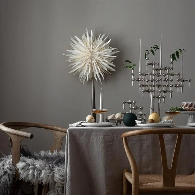 Nordic Molecular Metal Candle Holder – Modern Silver Geometric Candelabra