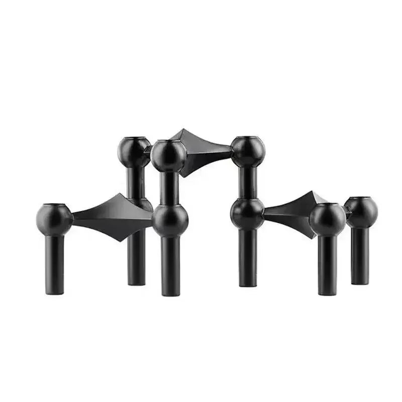 Nordic Molecular Metal Candle Holder – Modern Silver Geometric Candelabra