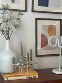 Nordic Molecular Metal Candle Holder – Modern Silver Geometric Candelabra