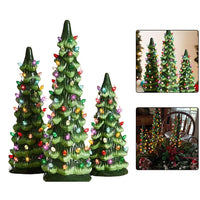 Retro LED Tabletop Christmas Tree – Hand-Painted Holiday Decor
