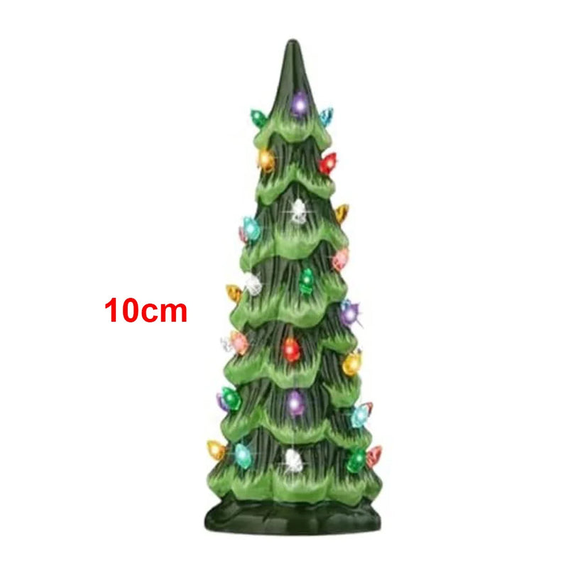 Retro LED Tabletop Christmas Tree – Hand-Painted Holiday Decor