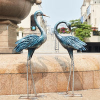 Metal Garden Crane Statue – Blue Heron Outdoor Yard Art for Lawn & Patio Decor