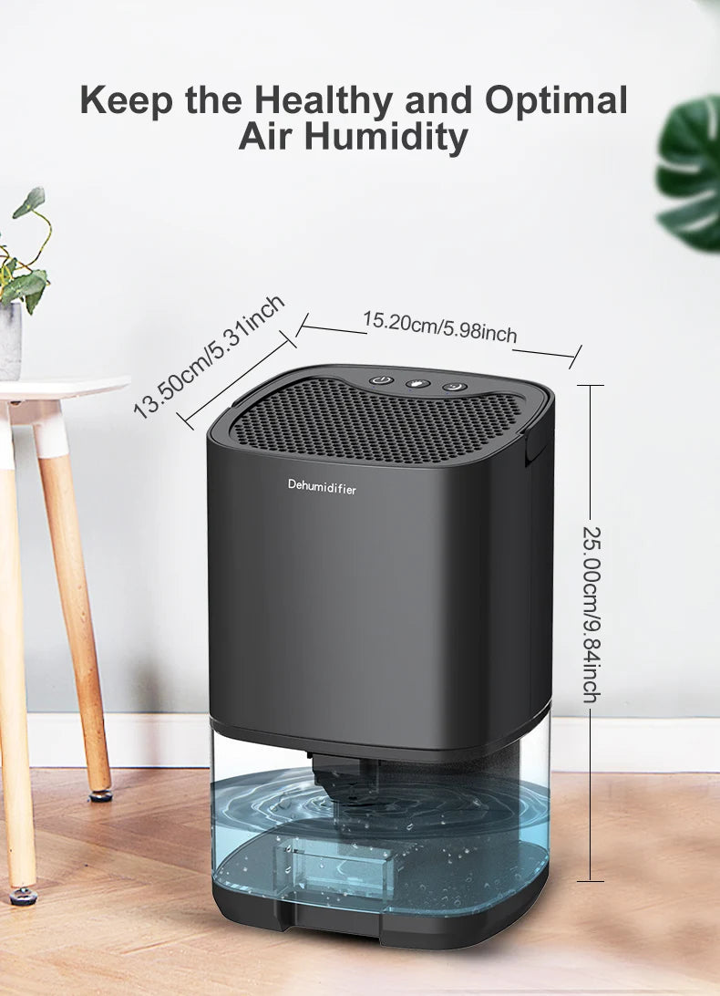 Portable Air Dehumidifier – Ultra Quiet Moisture Absorber for Home, Bedroom & Office