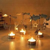 Metal Rotating Christmas Candle Holder – Heat Powered Spinning Holiday Decoration