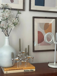 Nordic Molecular Metal Candle Holder – Modern Silver Geometric Candelabra