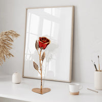 Hand-Forged Wrought Iron Red Metal Rose – Everlasting Romantic Gift