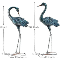 Metal Garden Crane Statue – Blue Heron Outdoor Yard Art for Lawn & Patio Decor